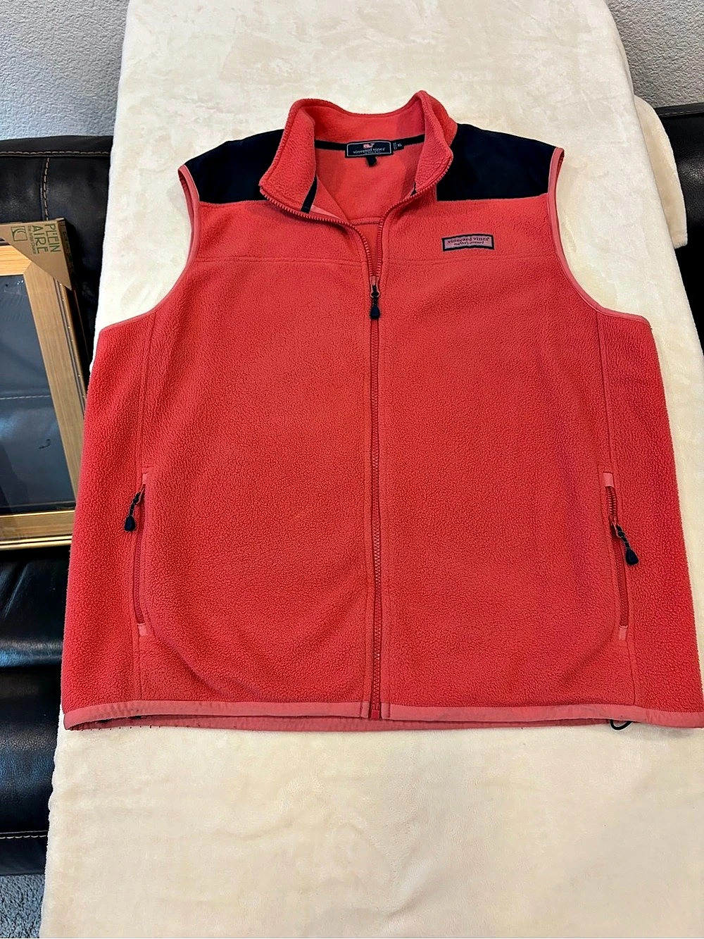 vineyard vines Harbor Fleece Vest Color Block Red & Blue XL